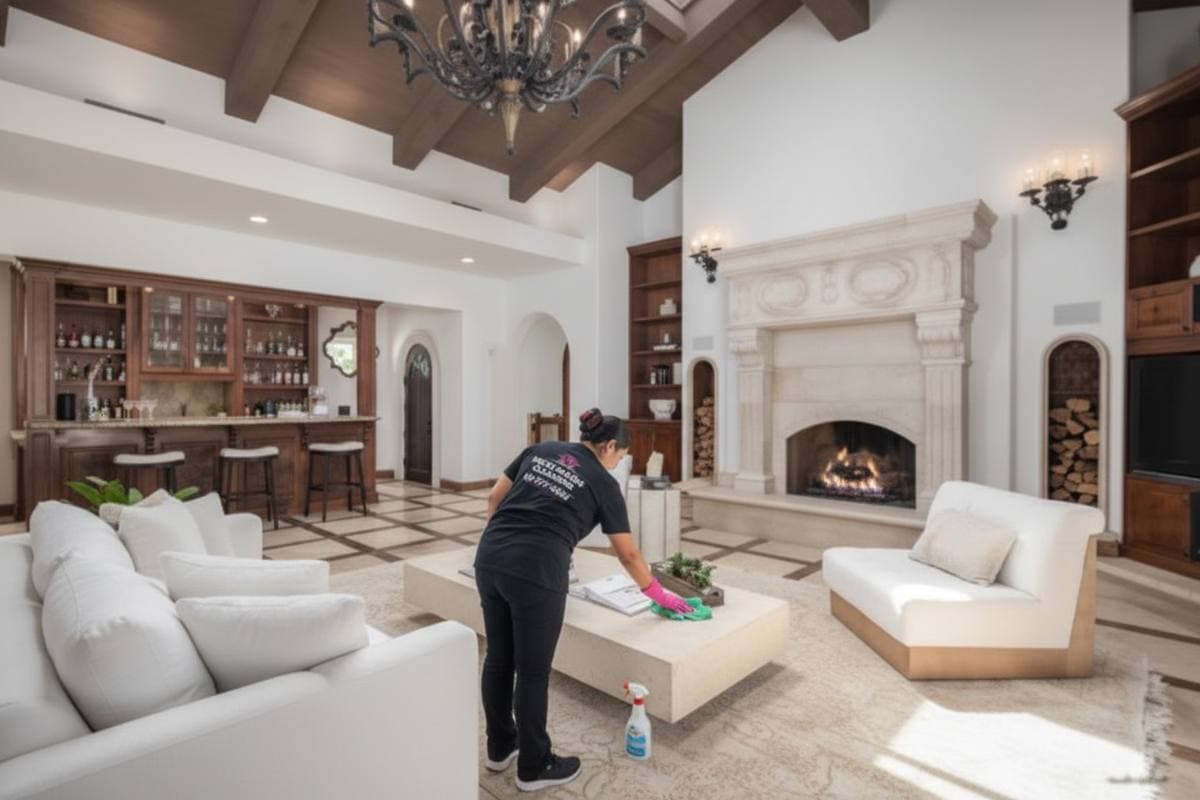 Mexi Maids team member cleaning a San Diego living room