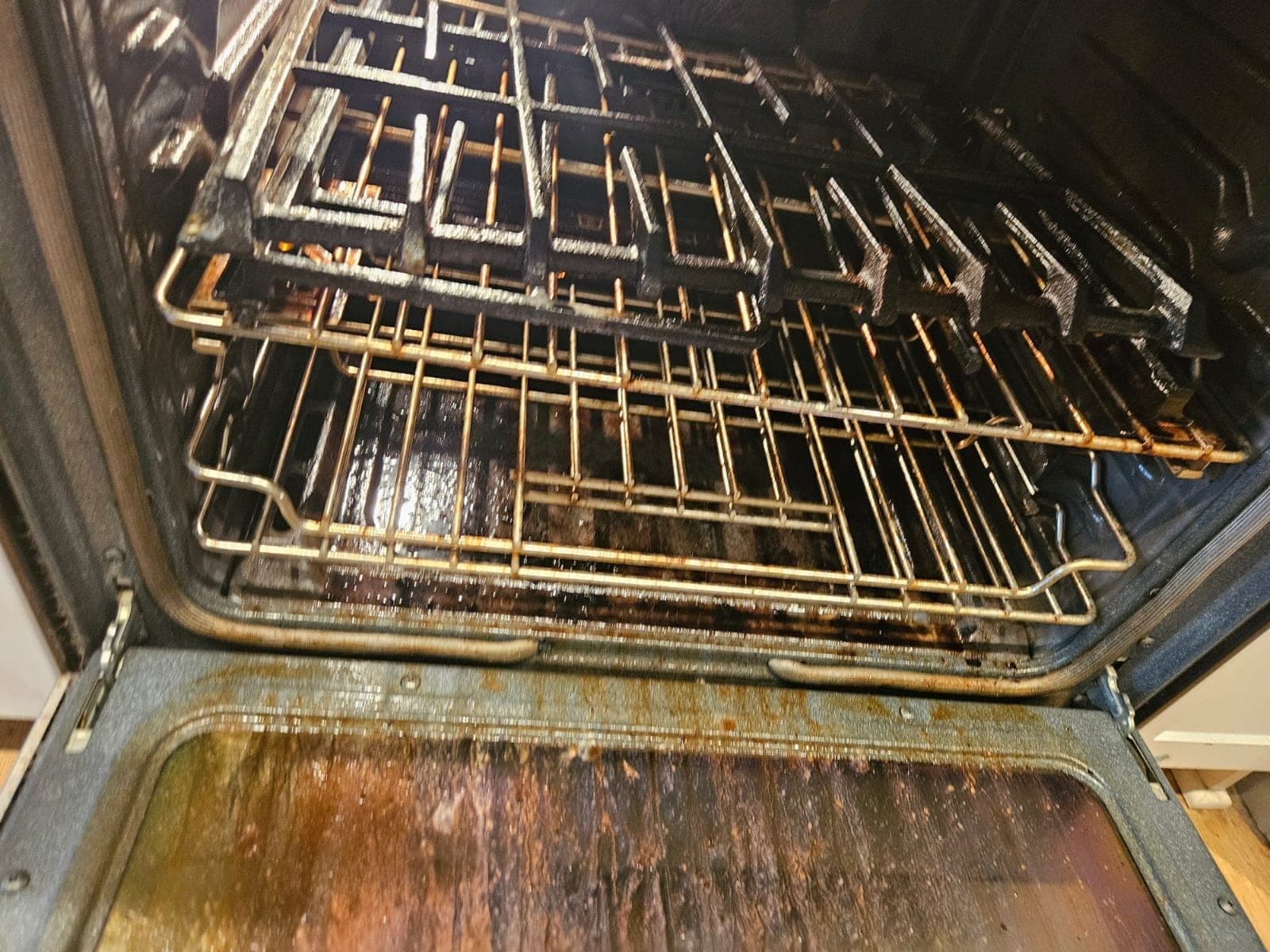 Oven Racks & Interior before cleaning