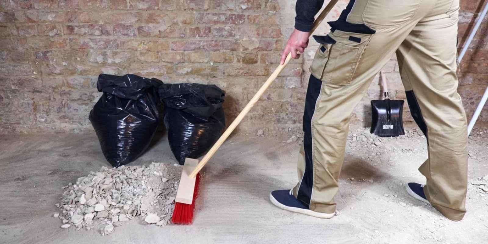 Construction debris and dust removal during a final clean on a San Diego jobsite